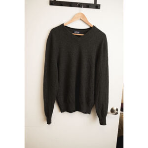 Men's Allen Solly V-Neck Sweater L Charcoal Gray Cashmere Large